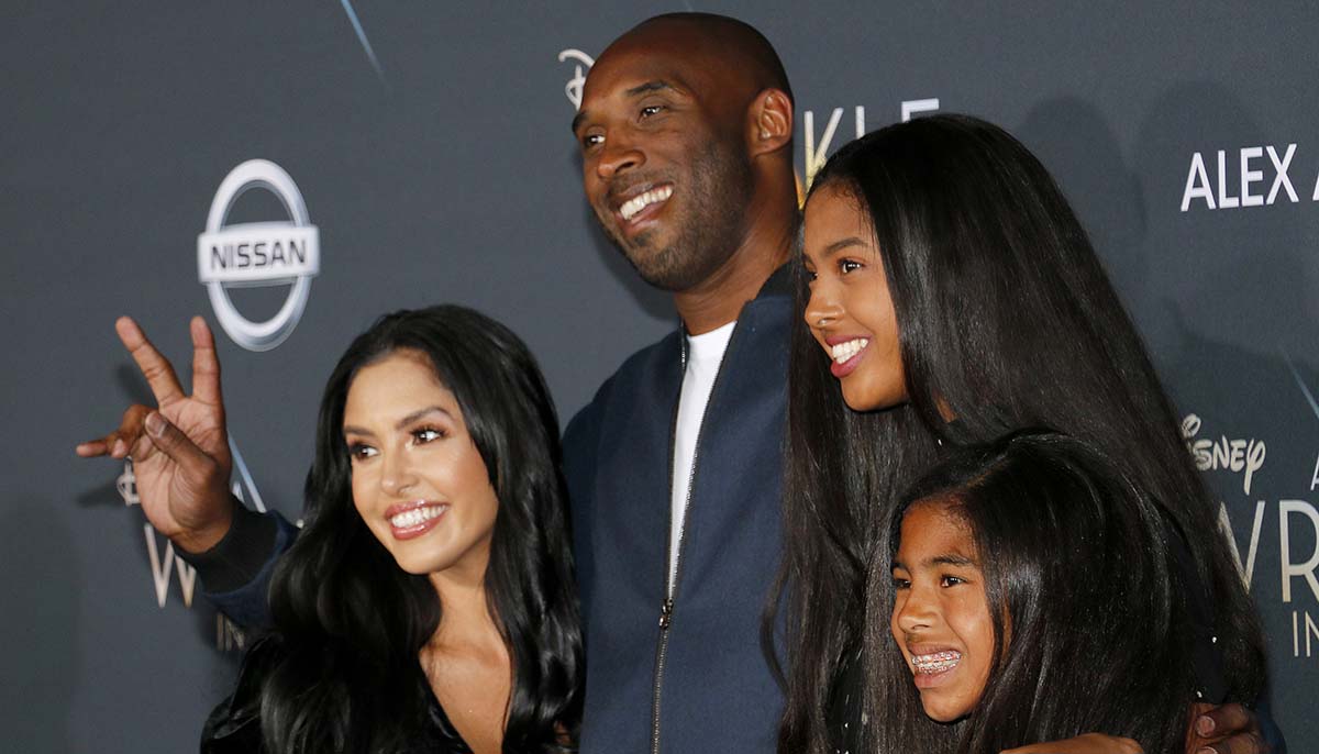 Vanessa Bryant is shown with her husband Kobe and two of their daughters including Gianna