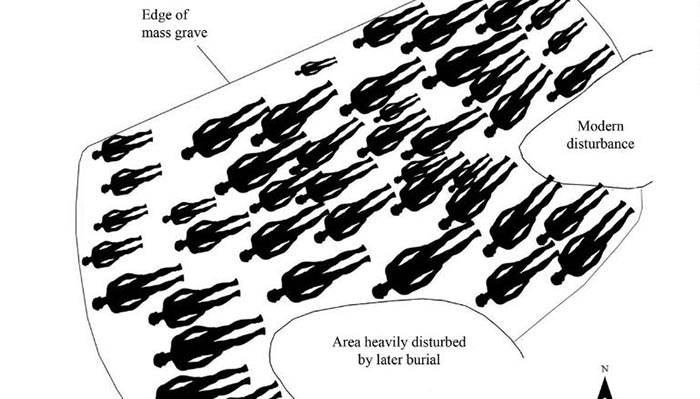 how the bodies were placed in the mass grave