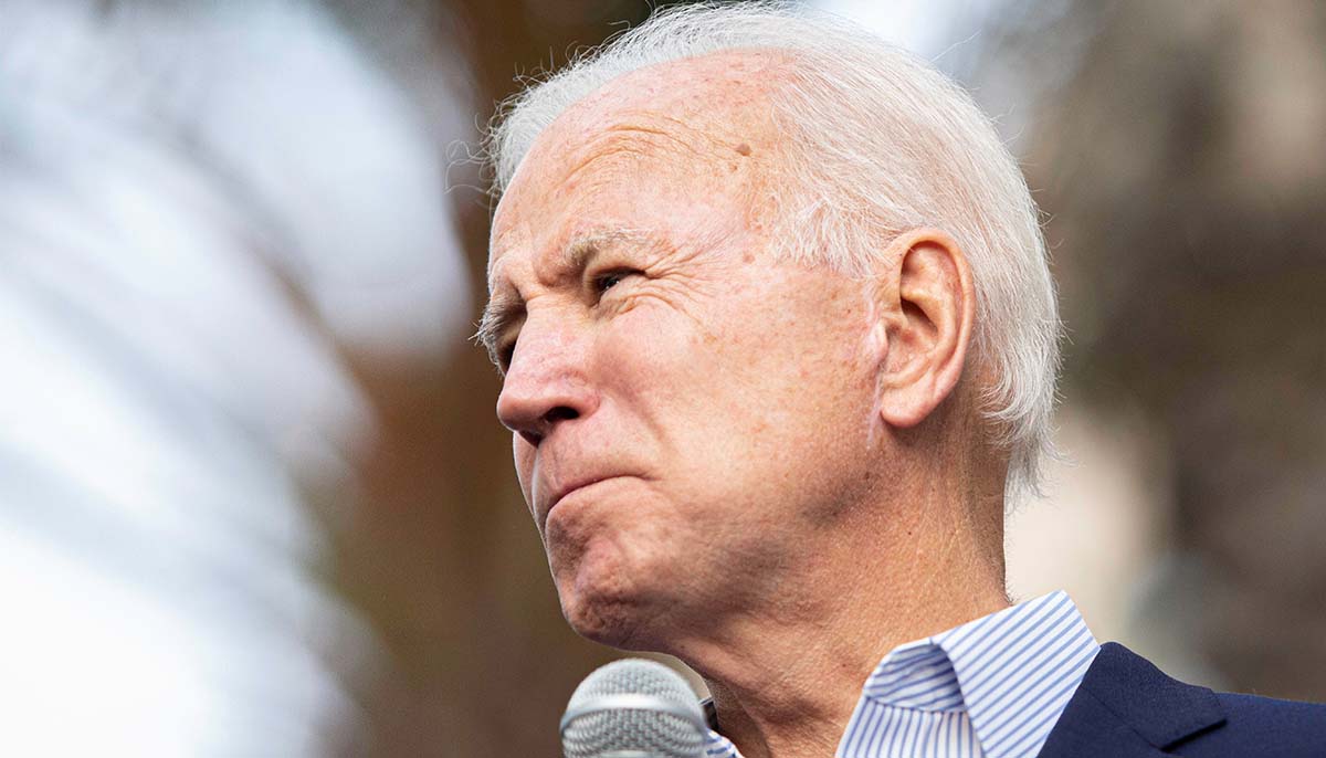 Joe Biden speaks during an event in Los Angeles