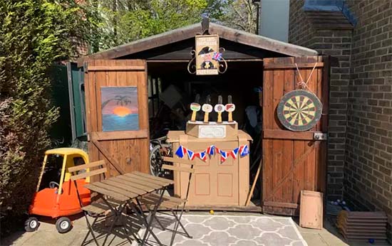 the pop up pub that Lottie Hiscox built for her fathers birthday