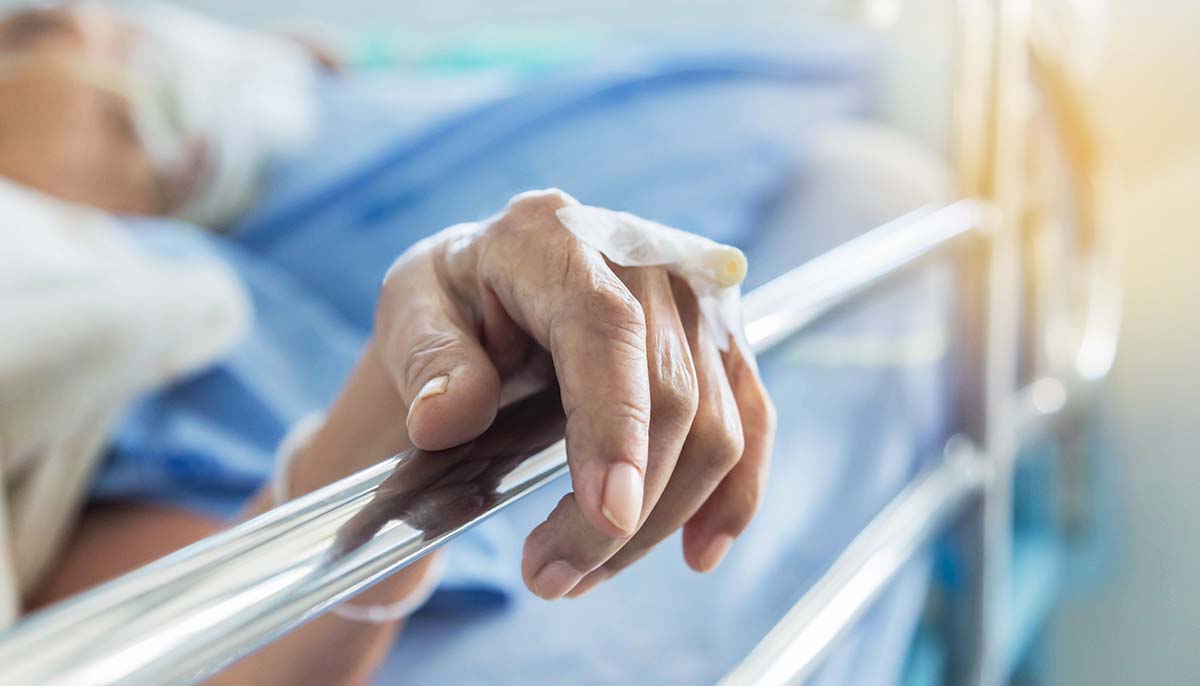 closeup of elderly patients hand in hospital