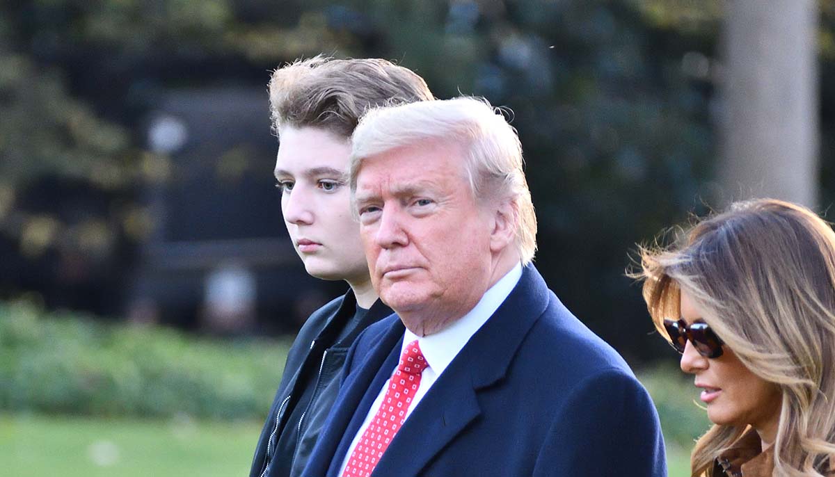 Donald Trump with his son Barron Trump and Melania