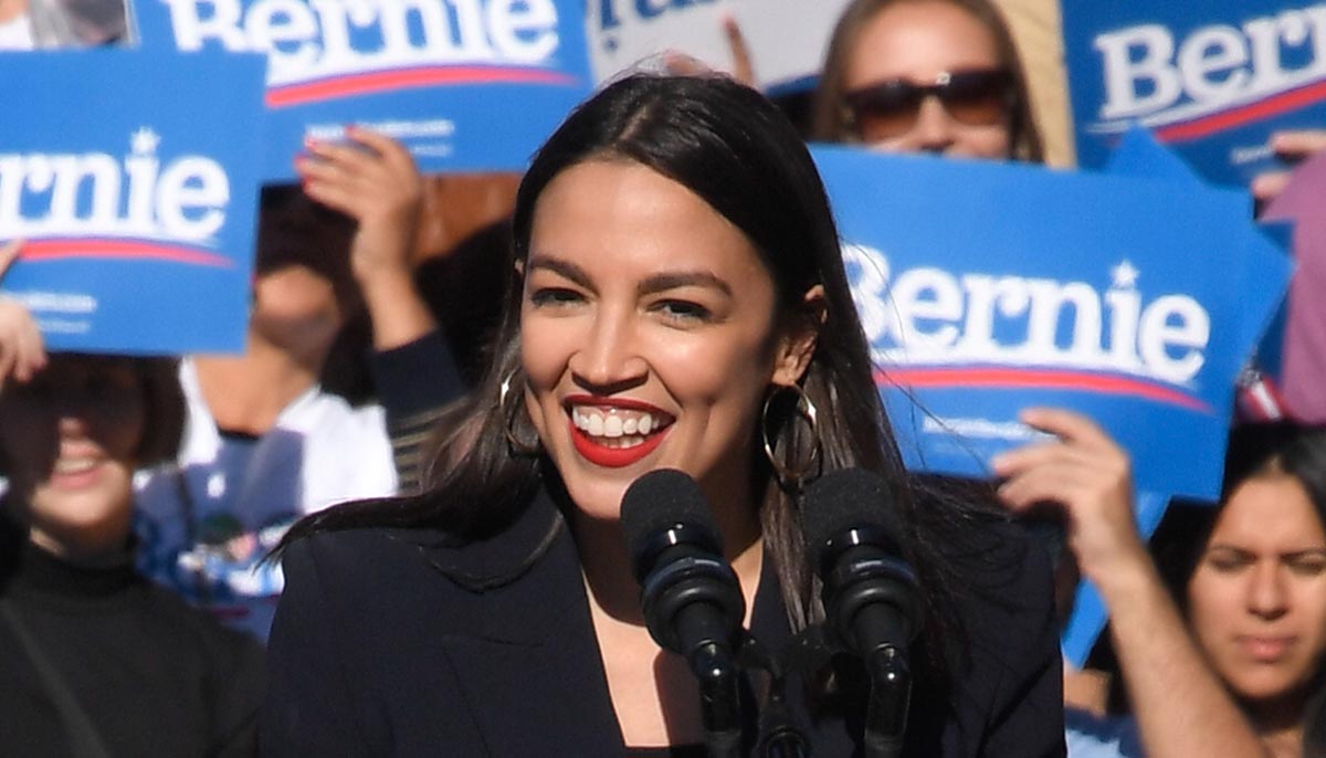 New York Rep Alexandria Ocasio Cortez attends Bernie Sanders rally in 2019