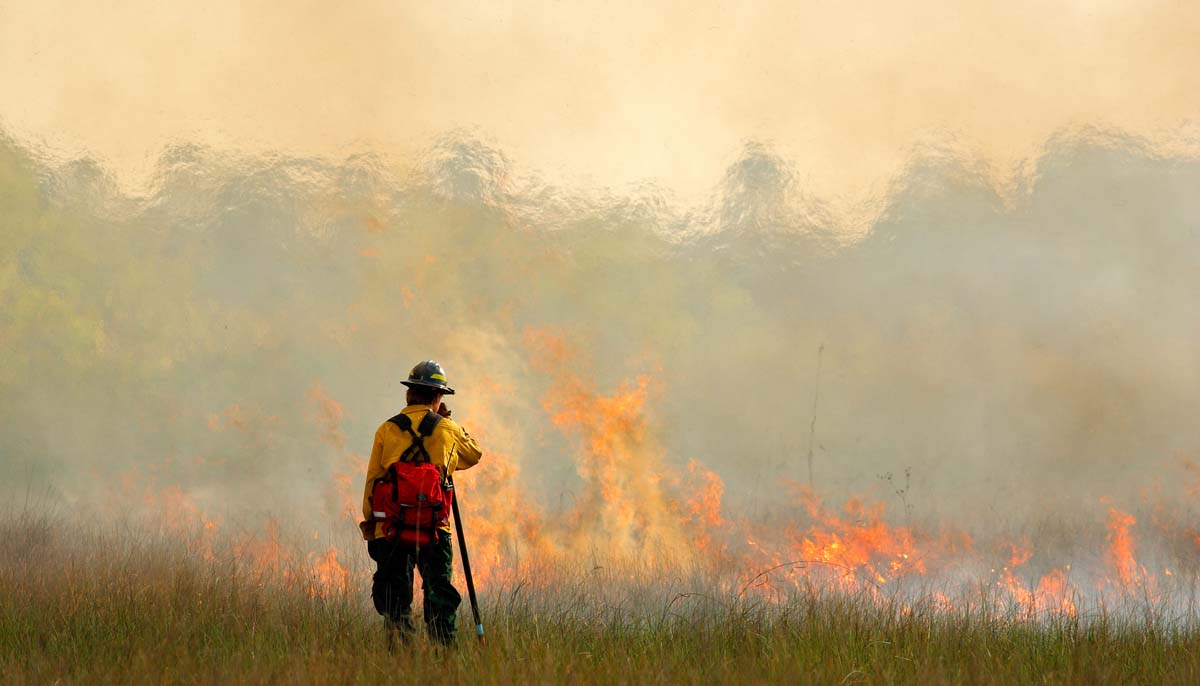 Firefighter Battles Blaze