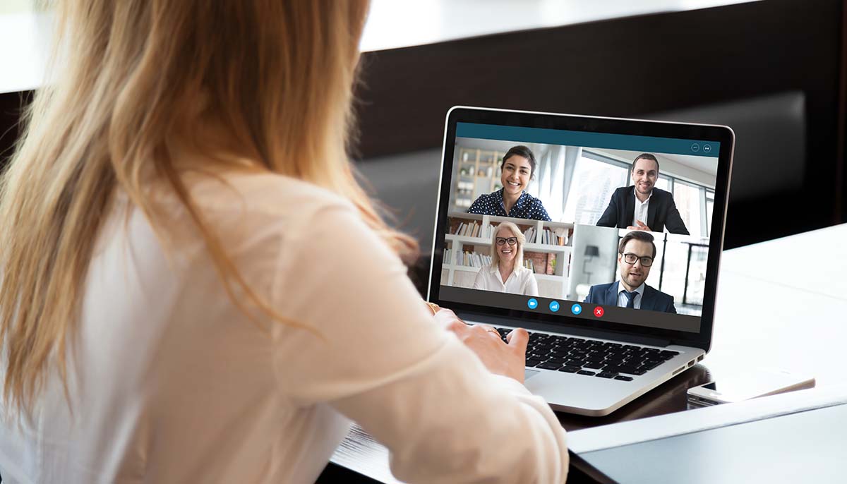 blonde woman during virtual conference