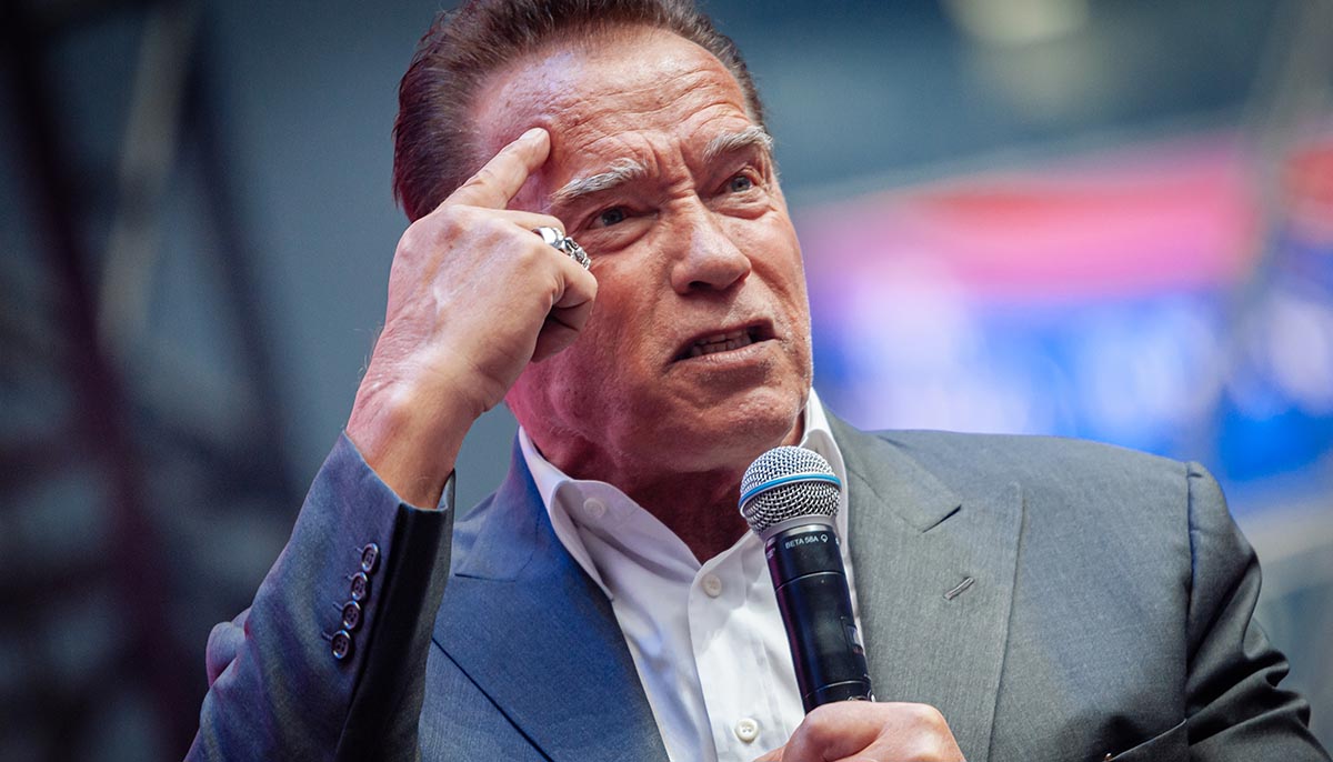 Saint Petersburg / Russia - 10.04. 2019: Arnold Schwarzenegger at Synergy Global Forum 2019